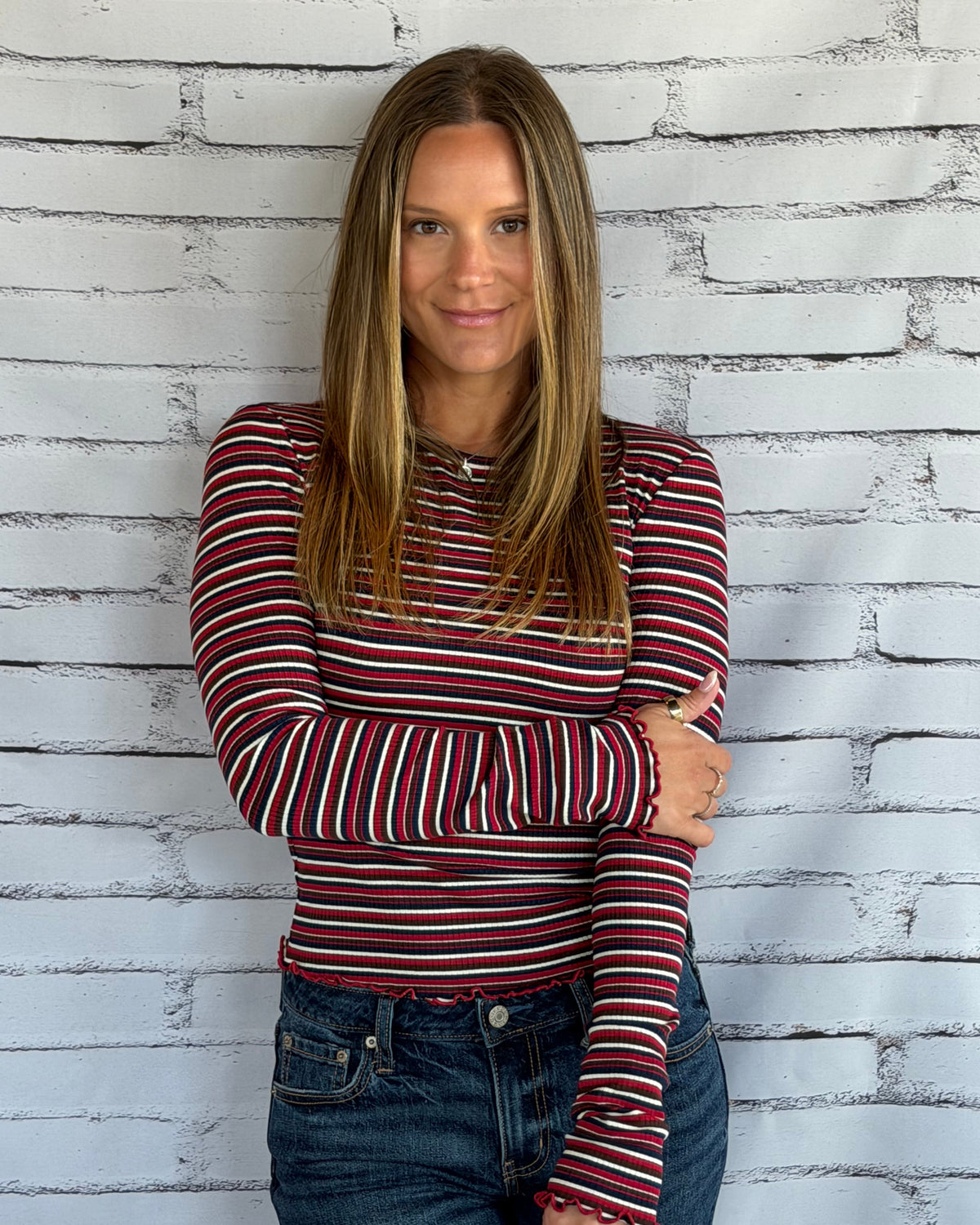 Moondrift Long Sleeve Rib Tee Serra Stripe