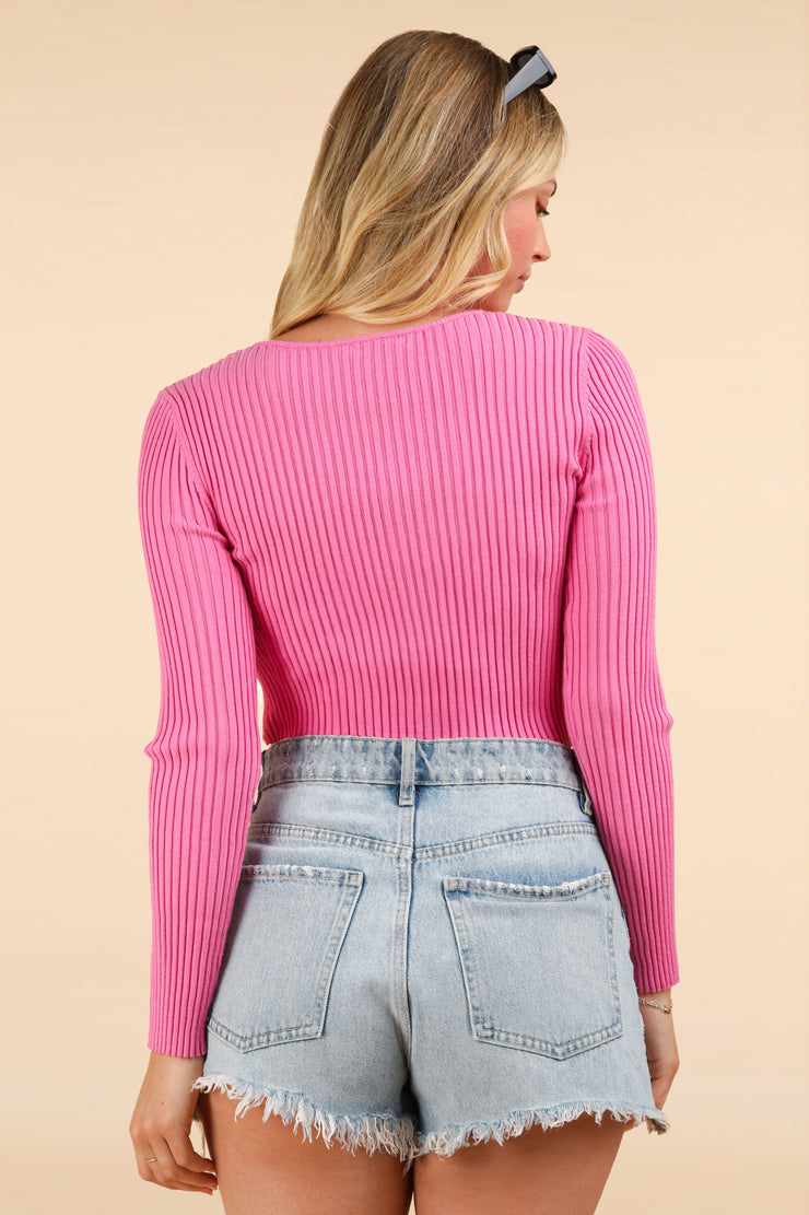 Pink Bow Knit Sweater