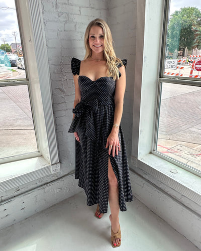 Pin Dot Corset Flutter Dress