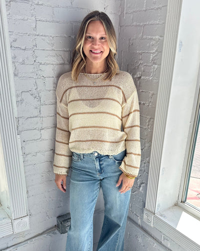 Taylor Striped Knit Top Ivory