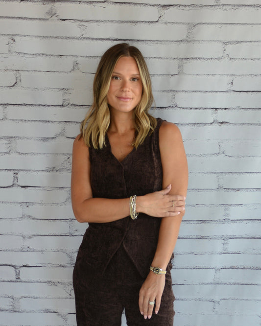 Brushed Velvet Vest Taupe