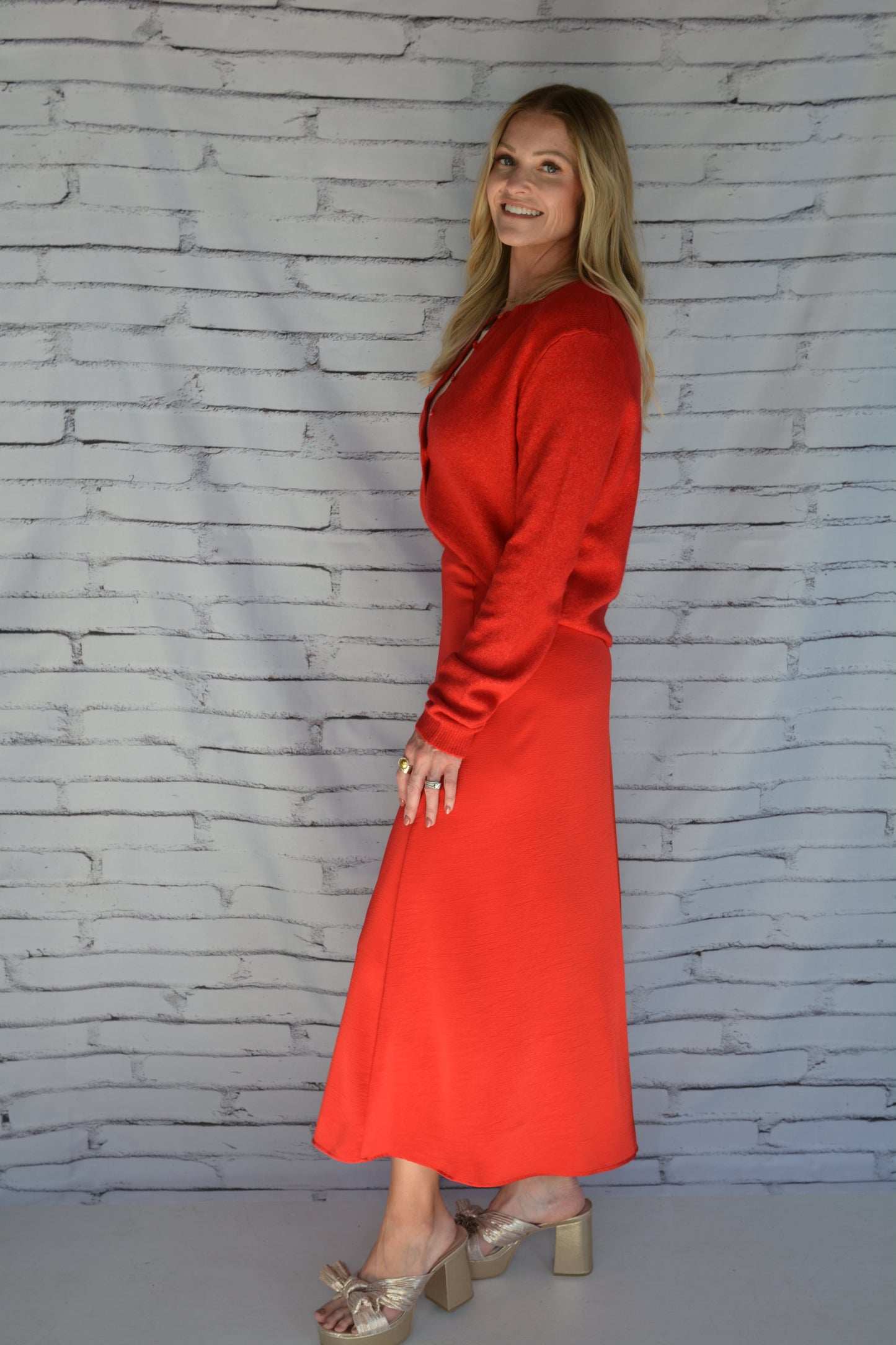 Northpointe Midi Skirt Festive Red