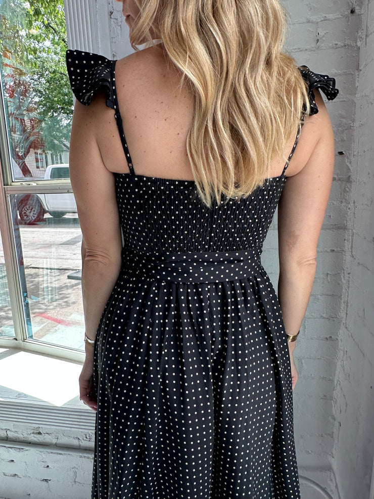Pin Dot Corset Flutter Dress