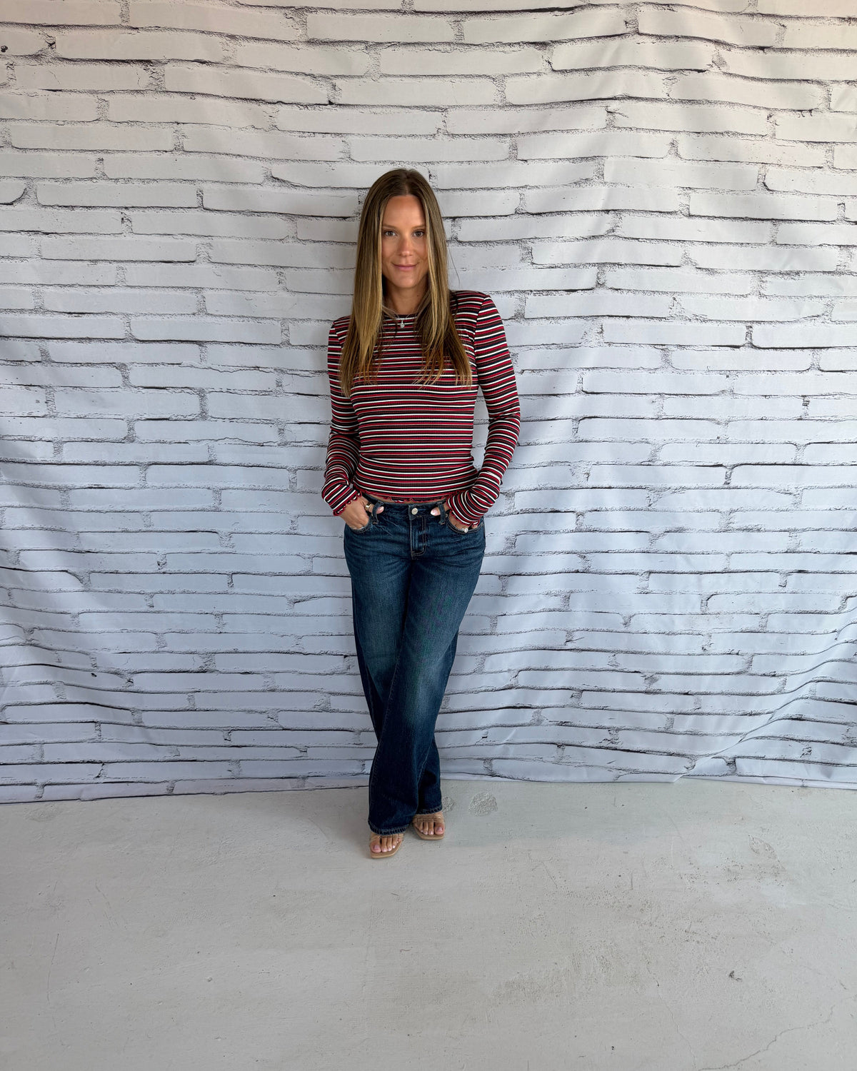 Moondrift Long Sleeve Rib Tee Serra Stripe