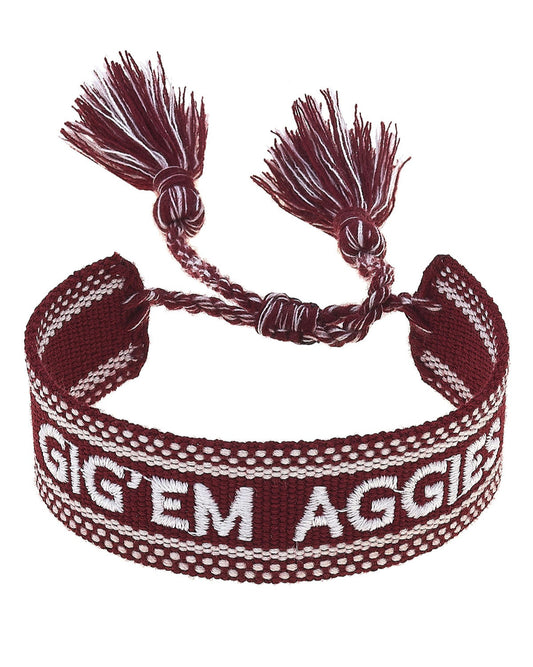 Texas A&M Aggies Woven Tassel Bracelet