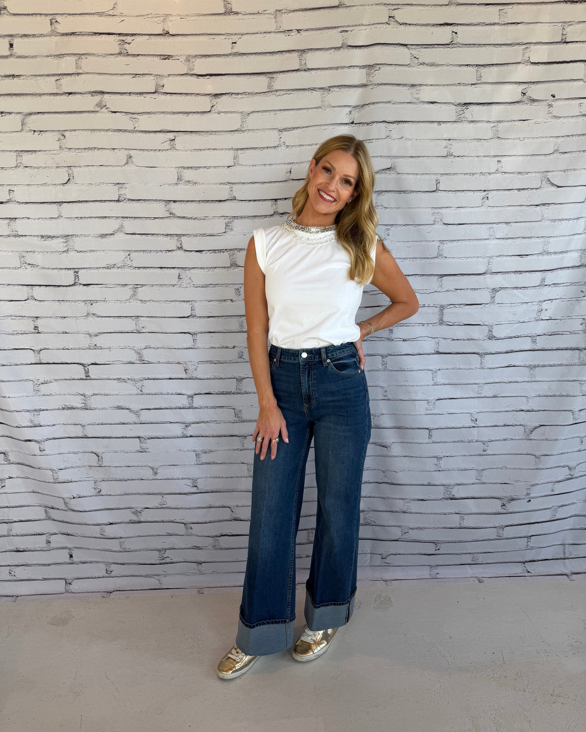 The Estelle Embellished Tee White