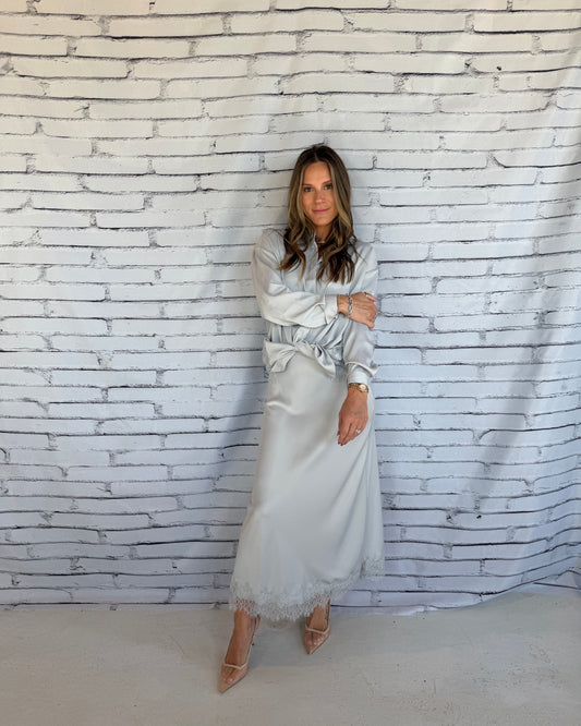 Celeste Lace Trim Skirt Silver