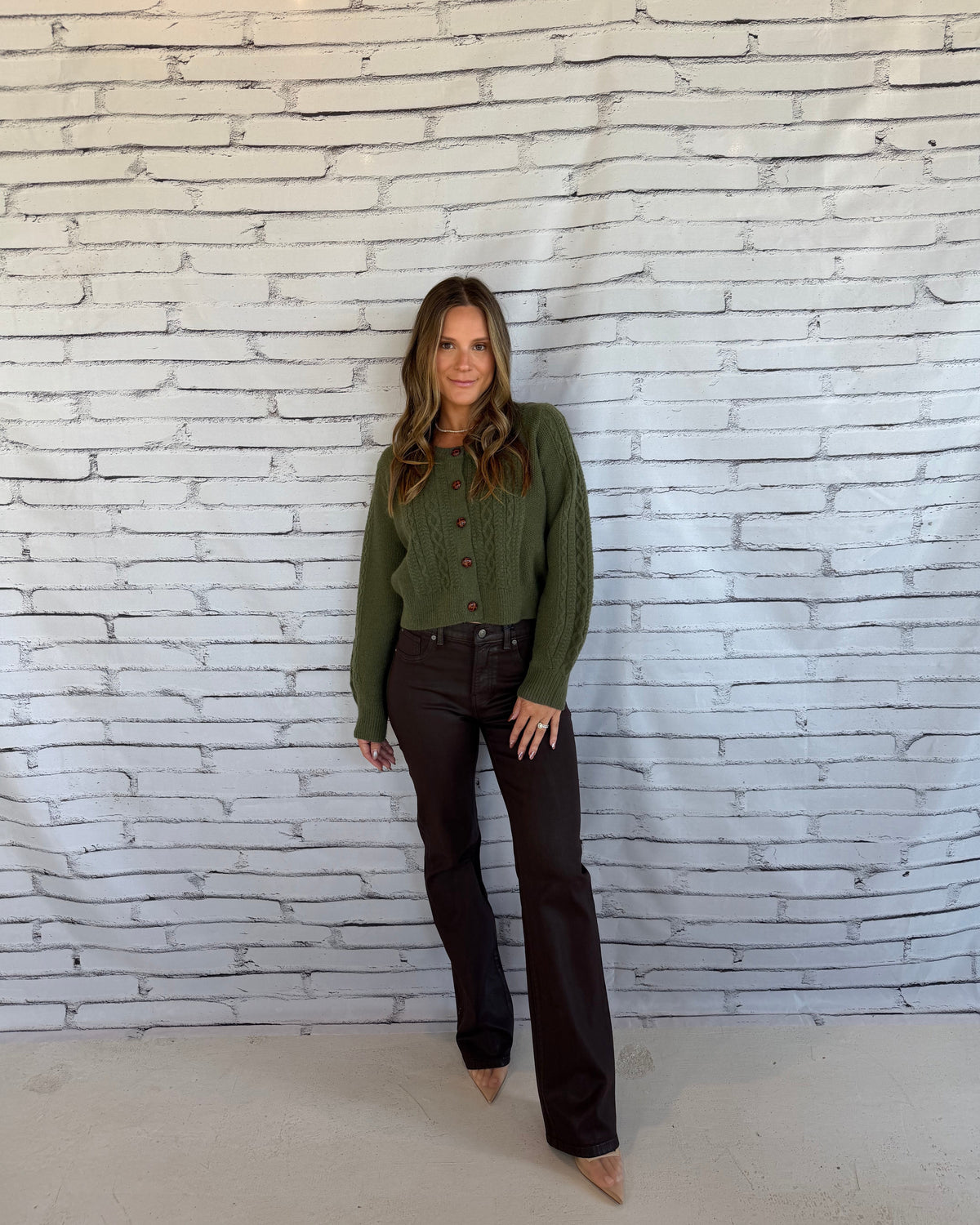 Vivienne Cable Knit Sweater Green