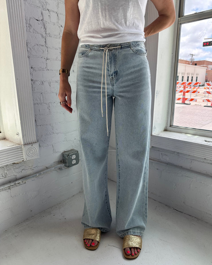Jade Drawstring Wide Leg Jean