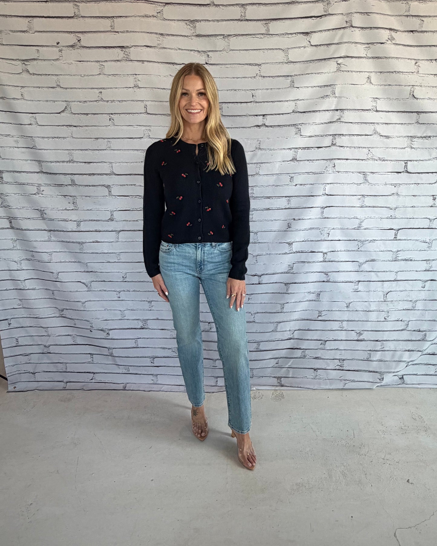 Muse Embroidered Cardigan Cherry