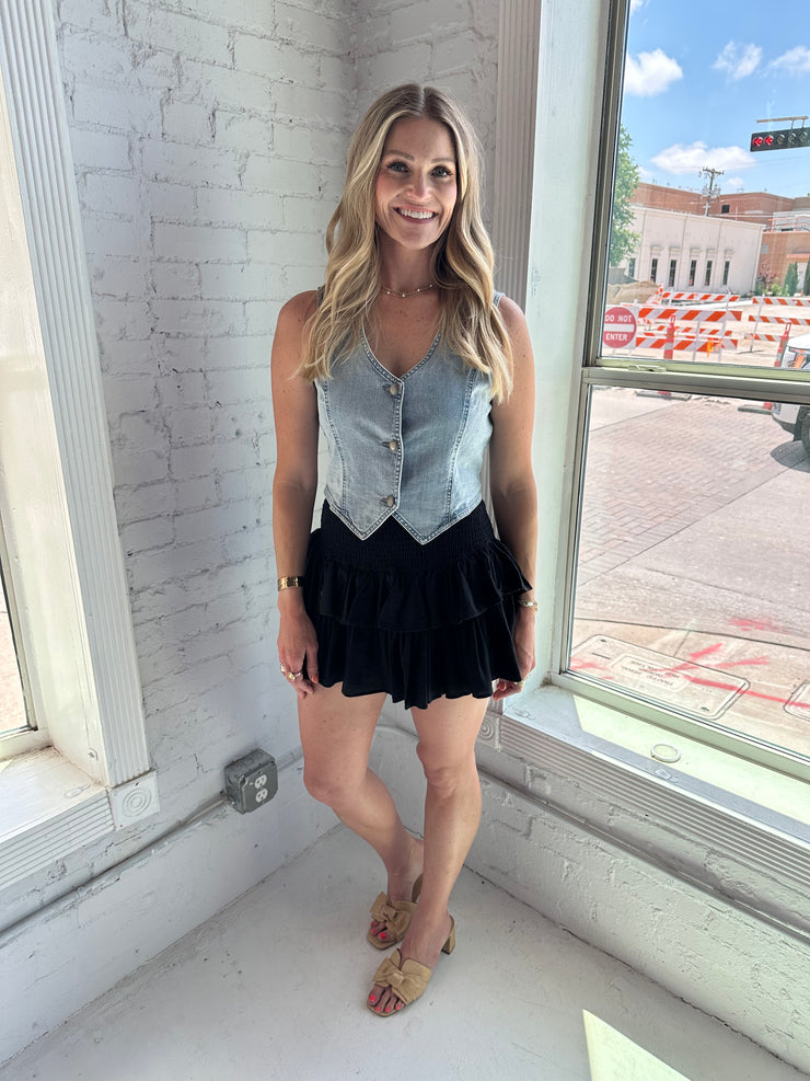 Black Smocked Skort