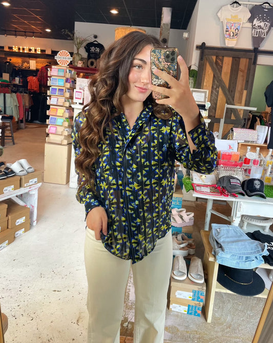 Teresa Geo Print Top