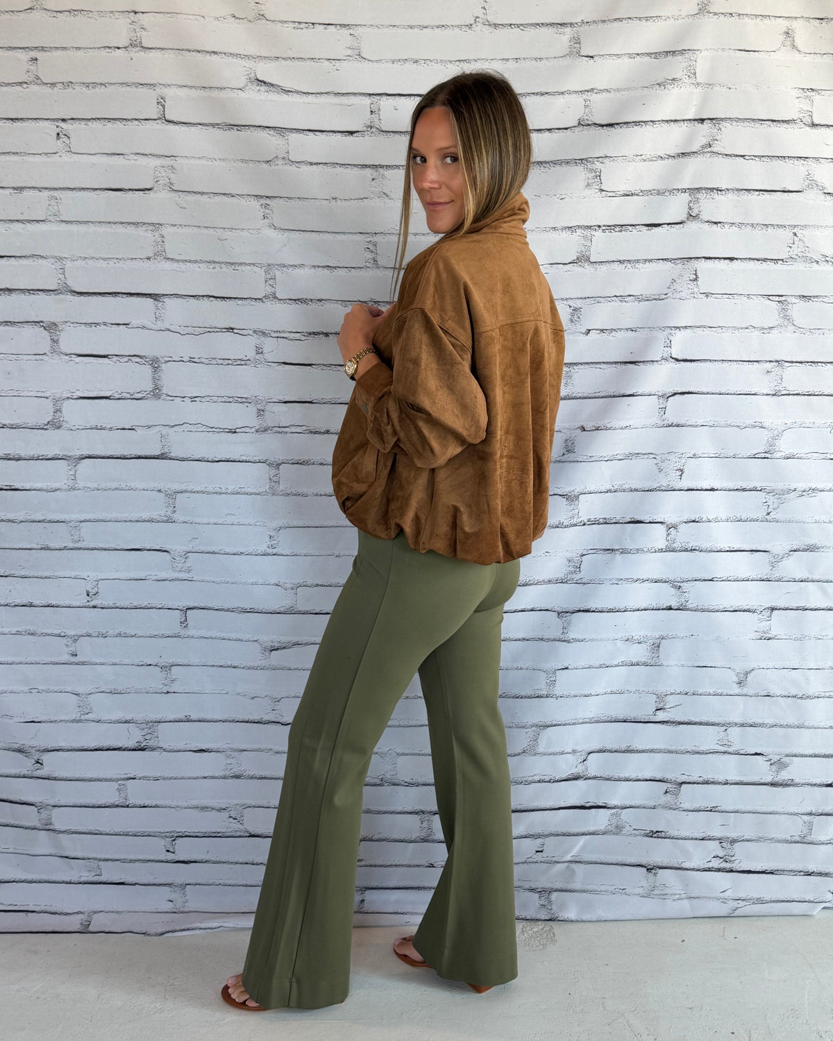 Corin Bubble Hem Jacket Saddle Suede