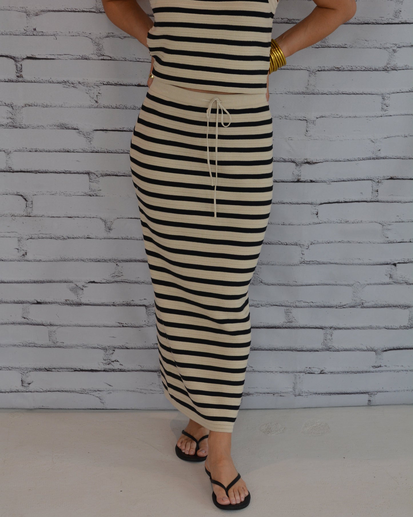 Emori Striped Skirt Natural