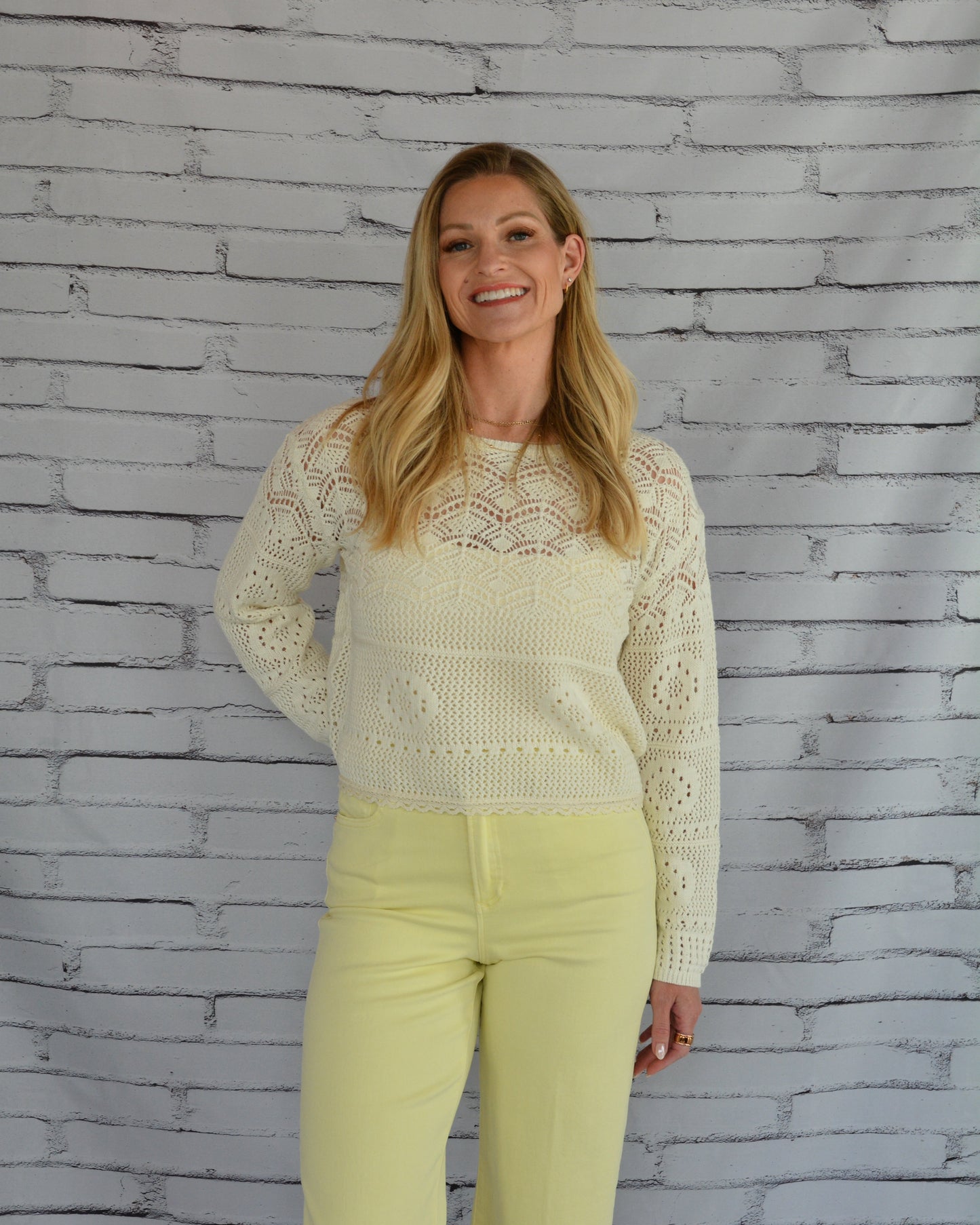 Sunny Open Crochet Pullover