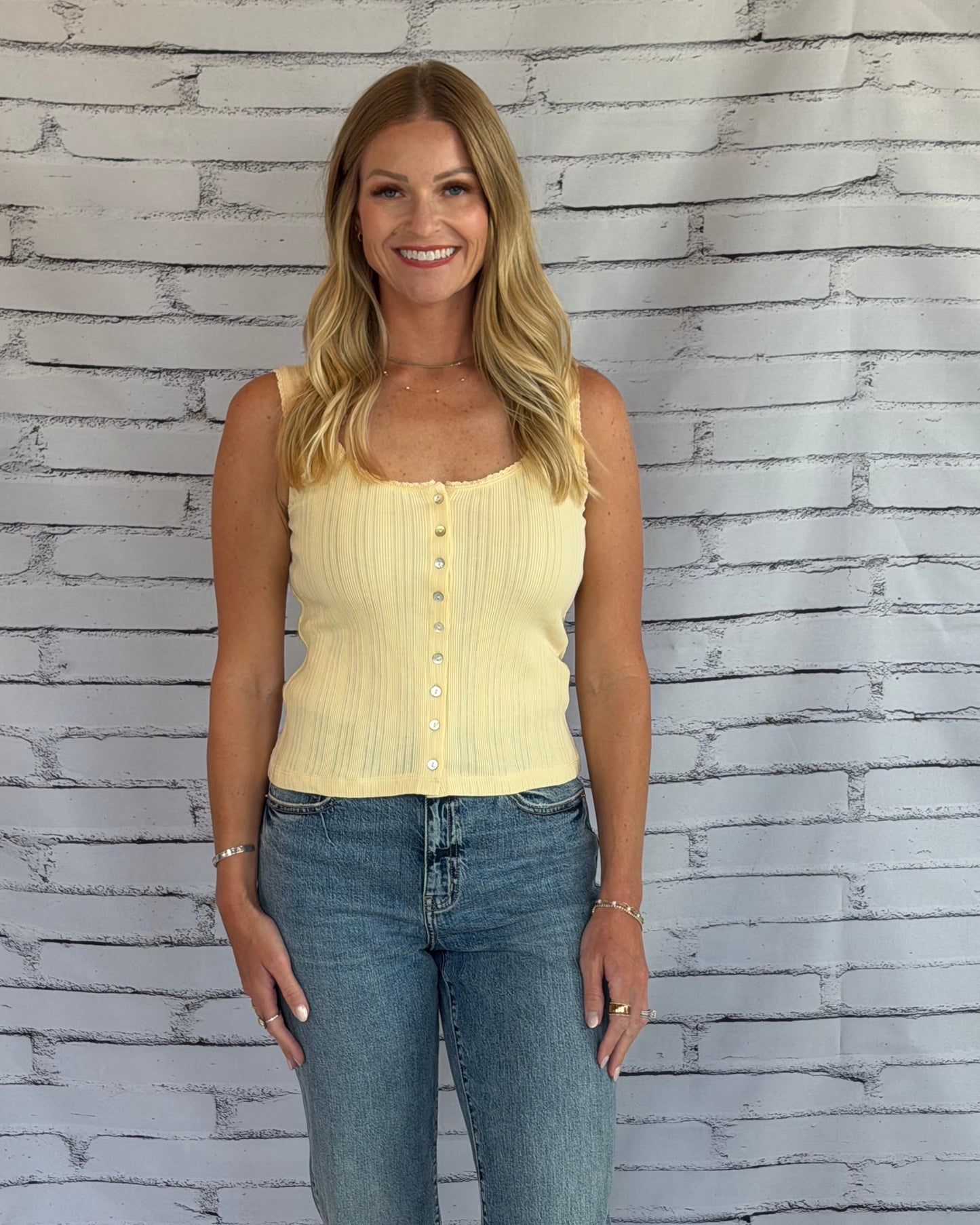 Lainey Pointelle Tank Lemon Chiffon