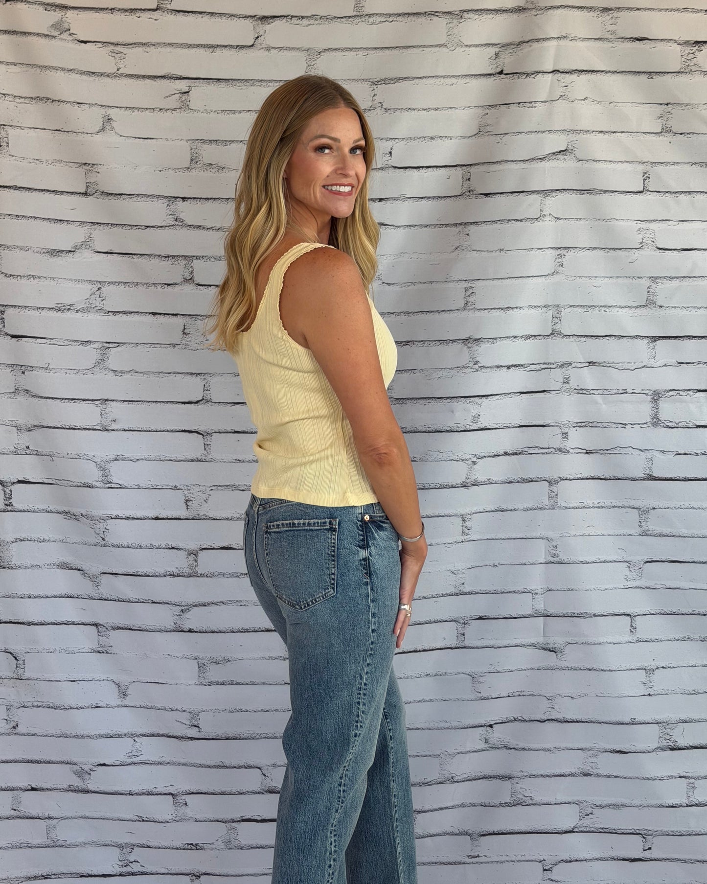Lainey Pointelle Tank Lemon Chiffon