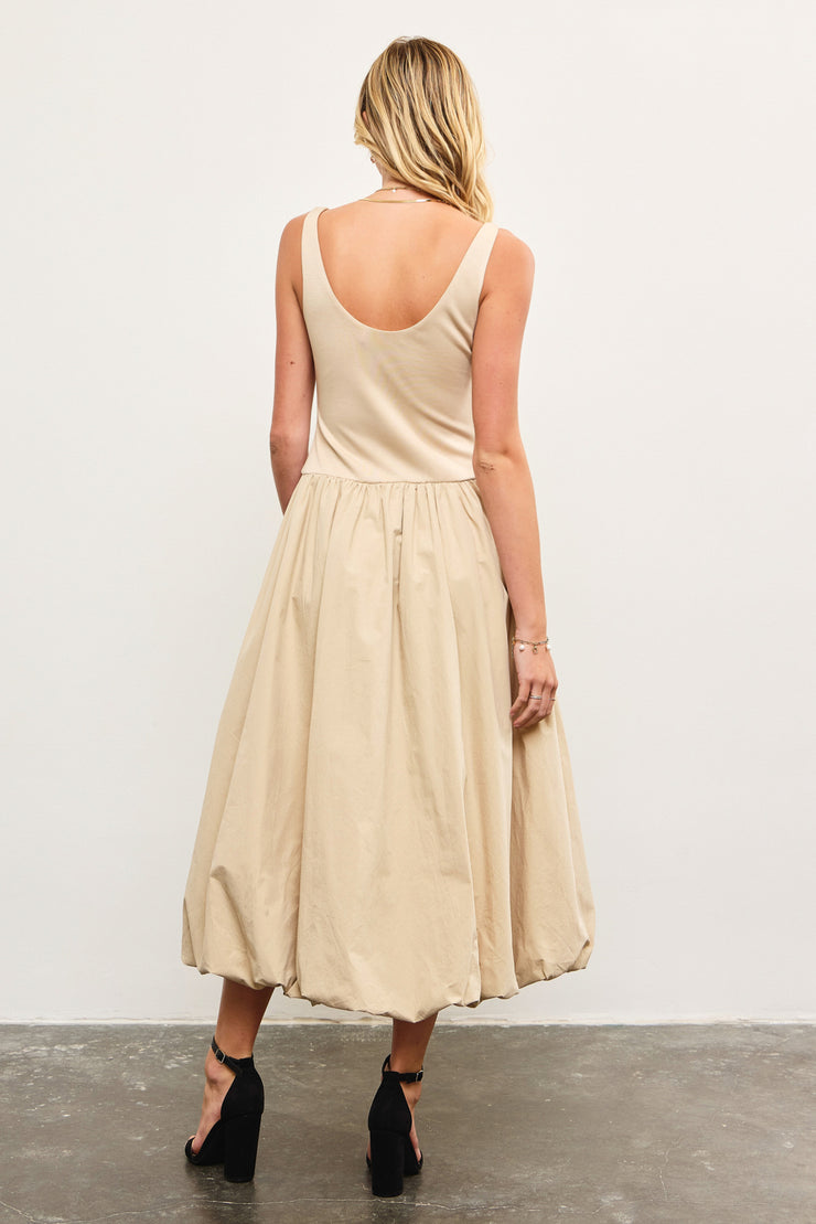 Balloon Hem Midi Dress