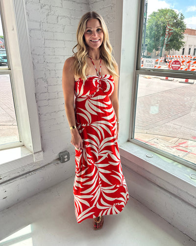 Elodi Palm Floral Midi Dress