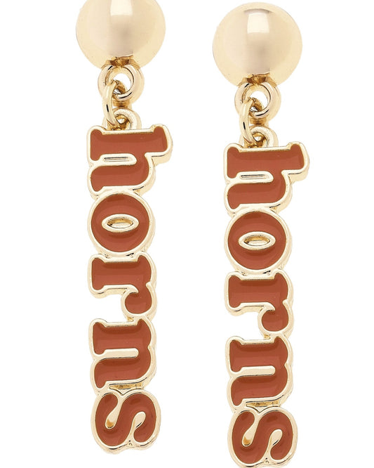 Texas Longhorns Slogan Earrings in Burnt Orange/Shiny Gold