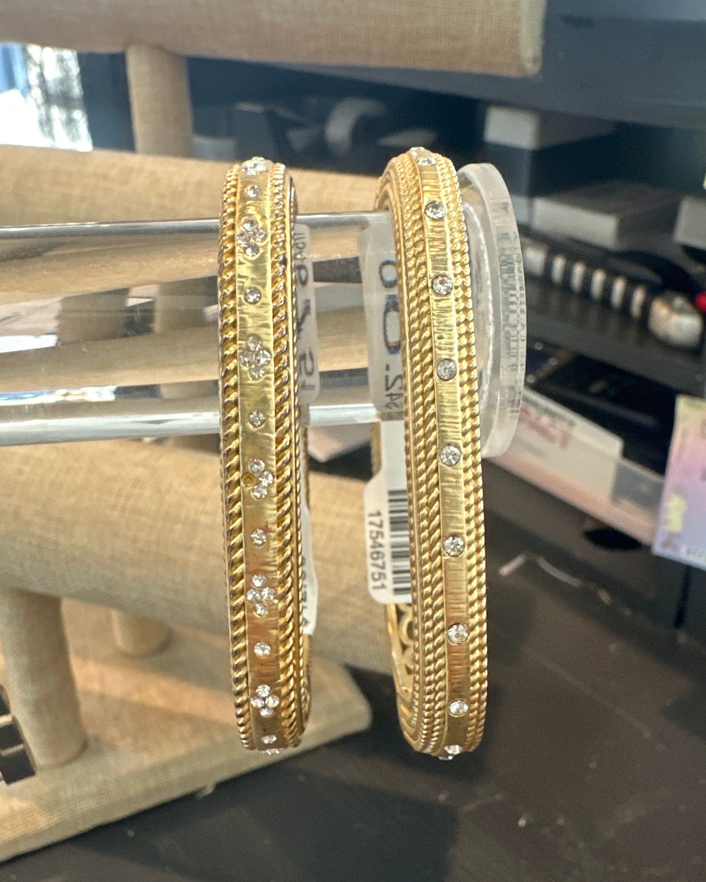 Rectangle gold cuff with rhinestones