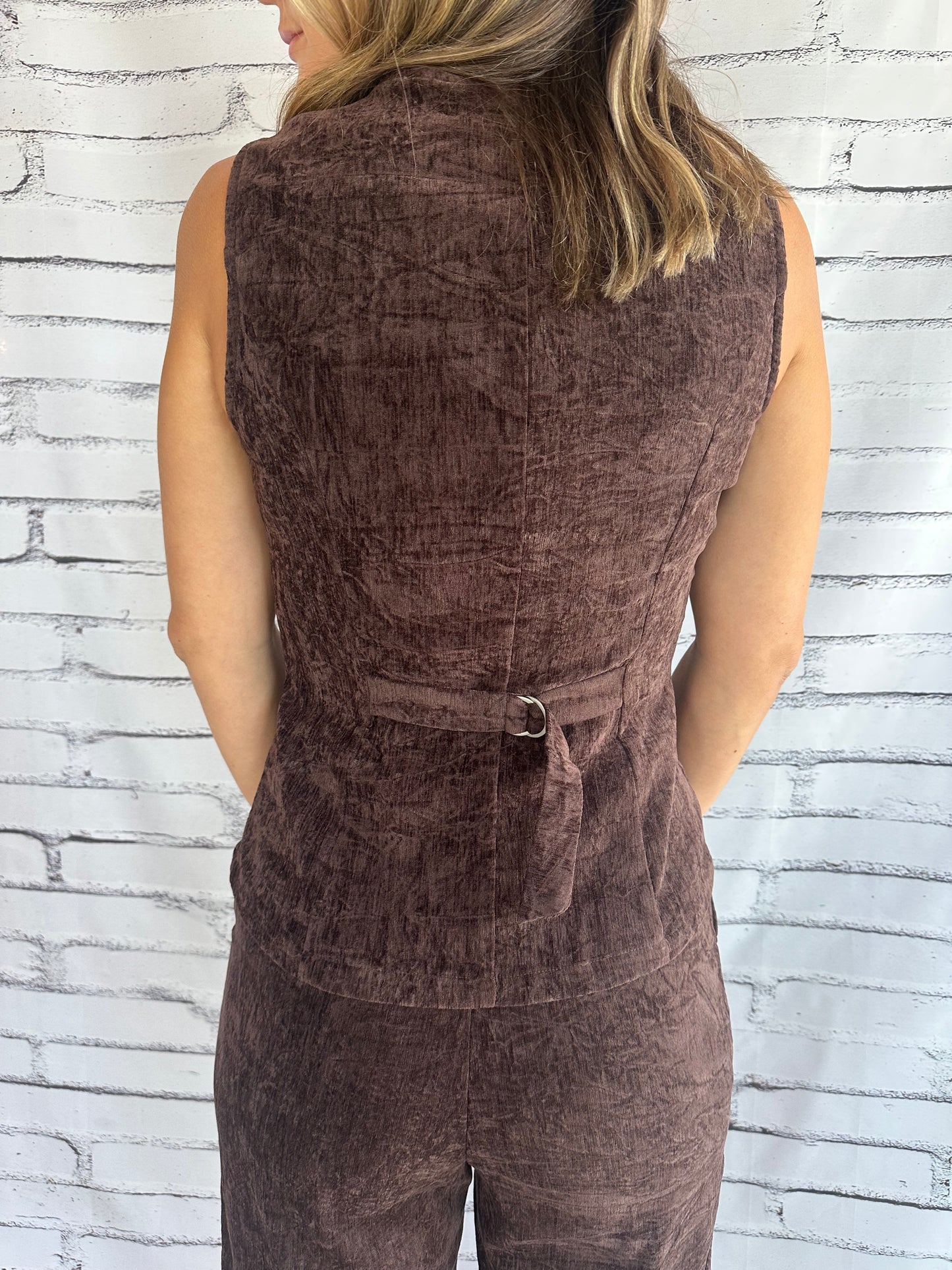 Brushed Velvet Vest Taupe