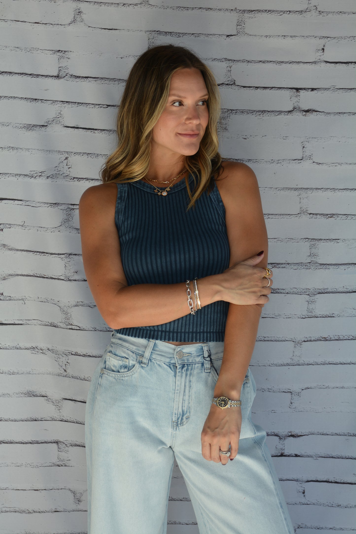 Vintage Ribbed Tank Top Vintage Denim