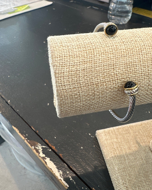 Mini Silver cuff with Black Stone