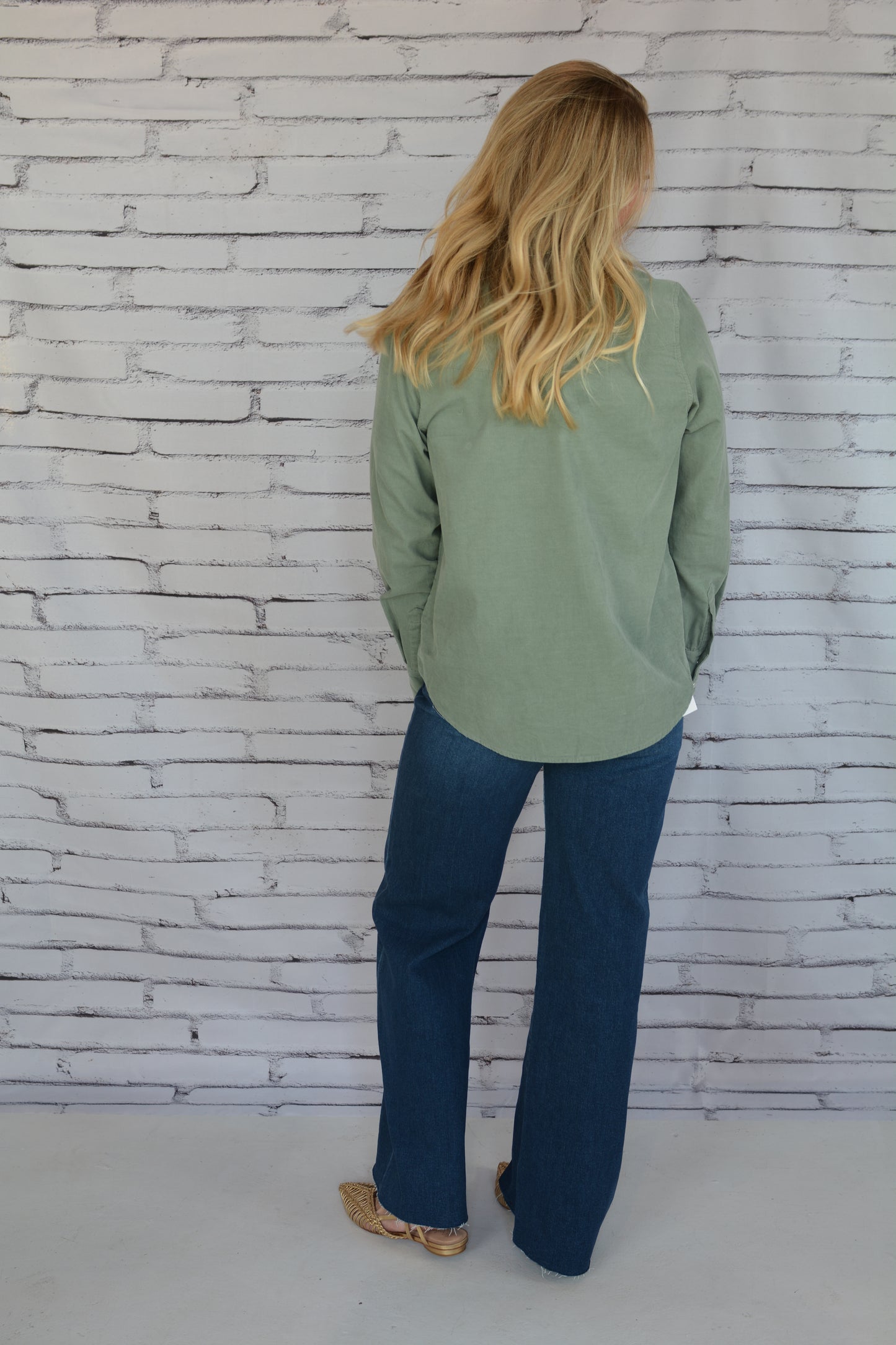 Star Corduroy Long Sleeve Iceberg Green