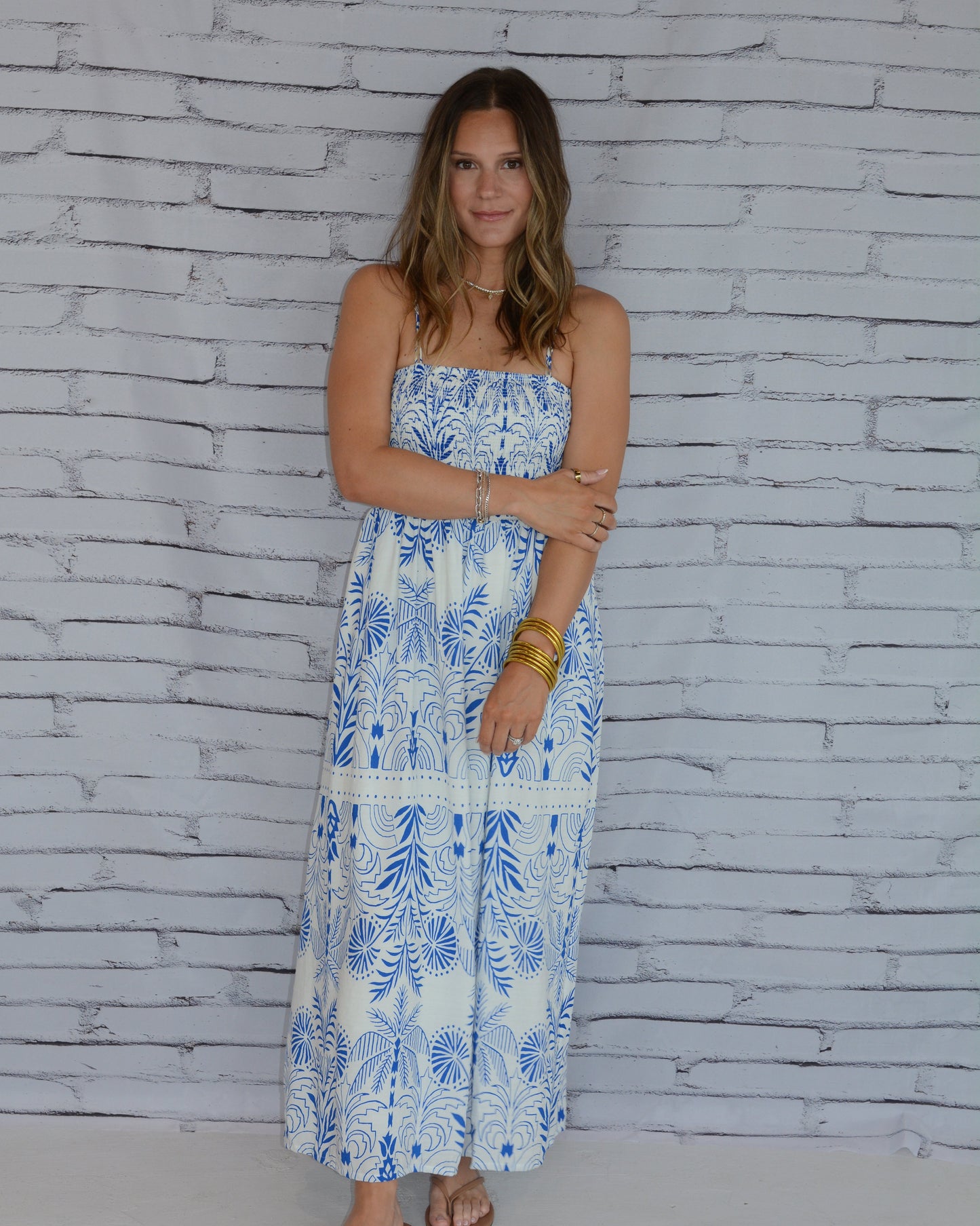 Nadine Palm Maxi Dress Nautical