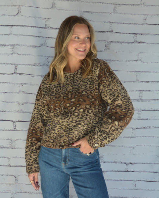 Button Down Knit Cardigan Leopard