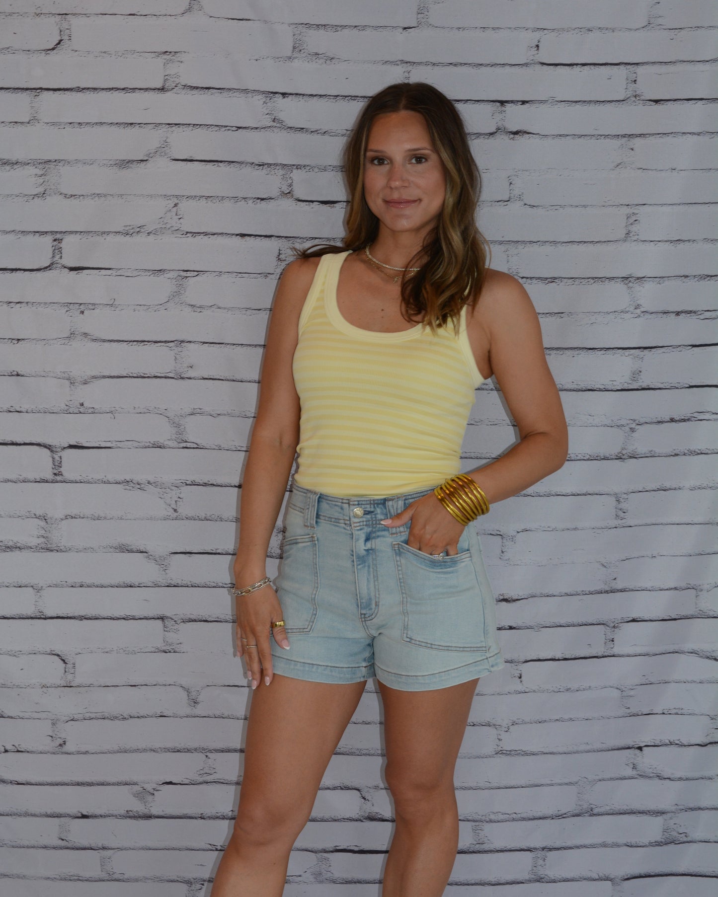 Reversible Striped Tank Pale Banana
