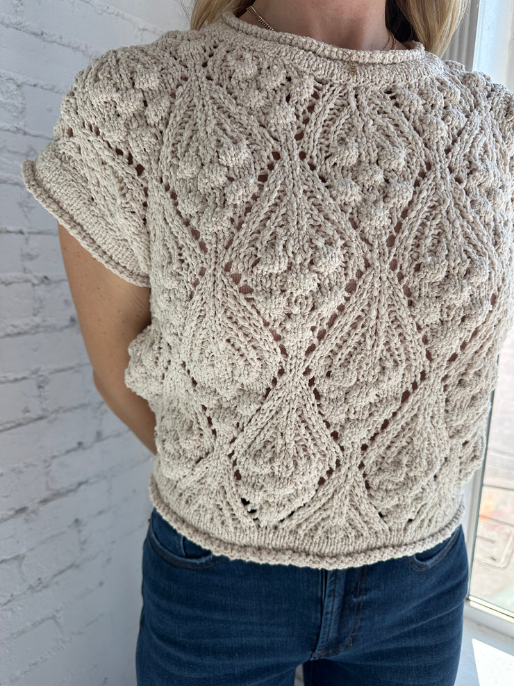 Knit Sweater Short Sleeved Pullover