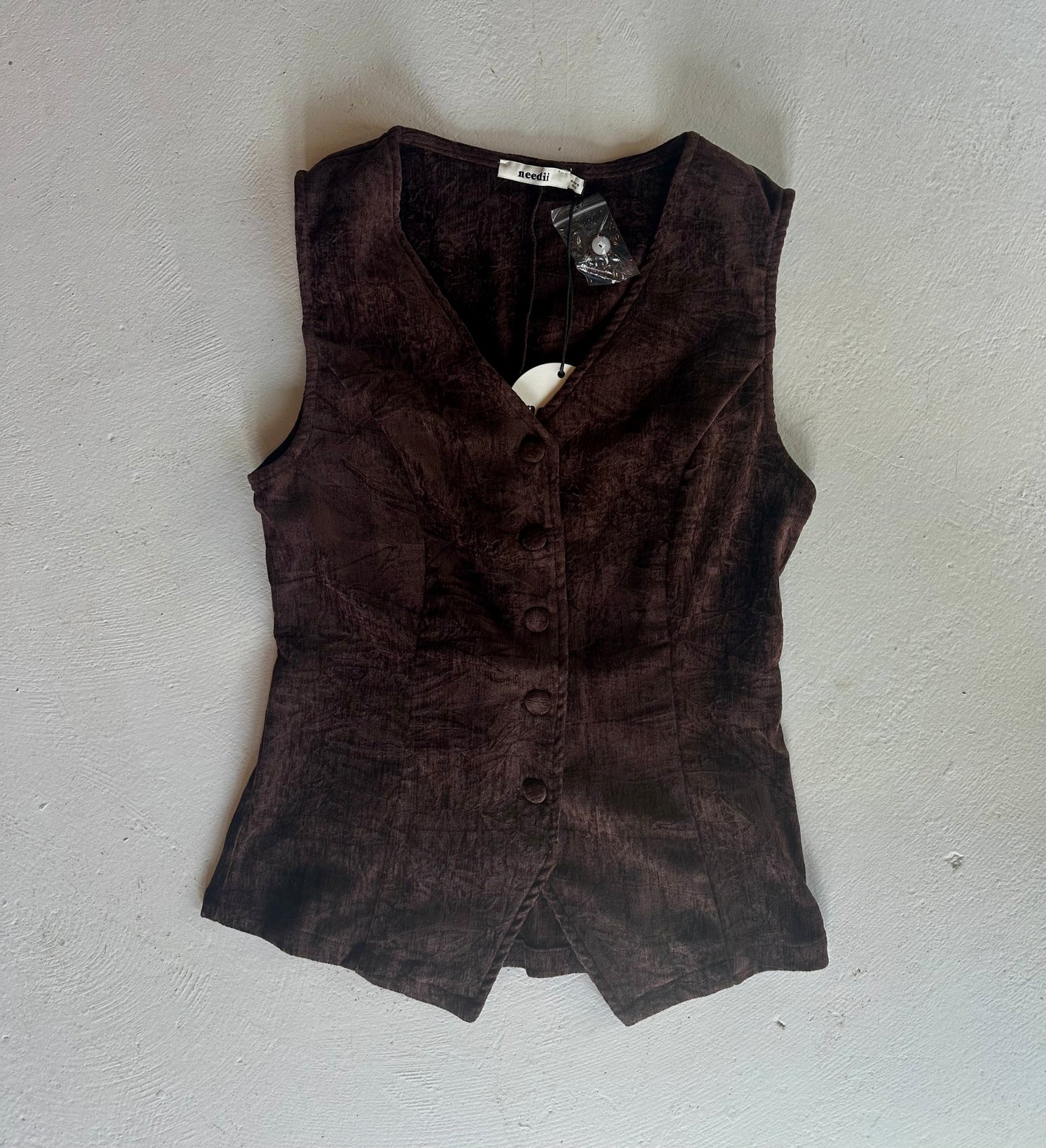 Brushed Velvet Vest Taupe