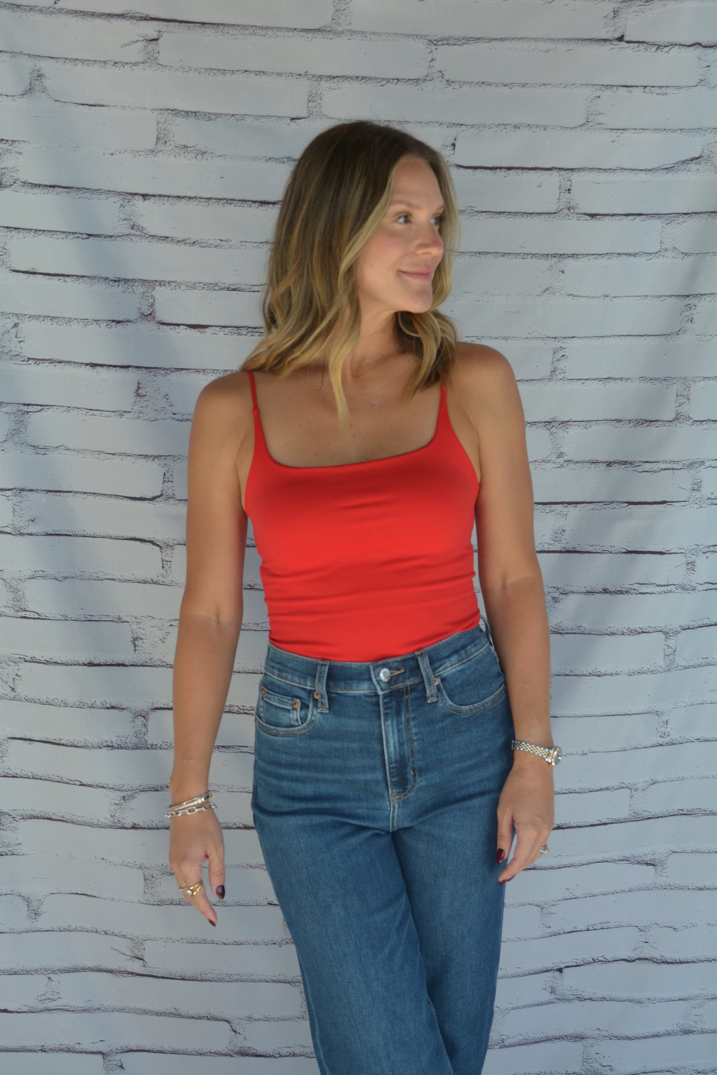 Clean Line Square Cami Red