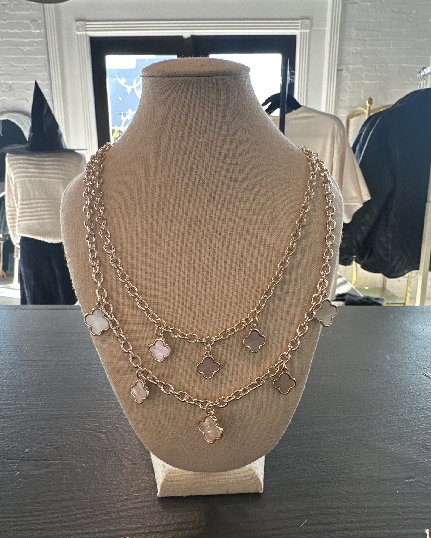 Chunky Gold Layered Clover Necklace