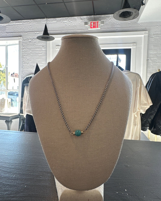 Silver Chain with Turquoise Pendant