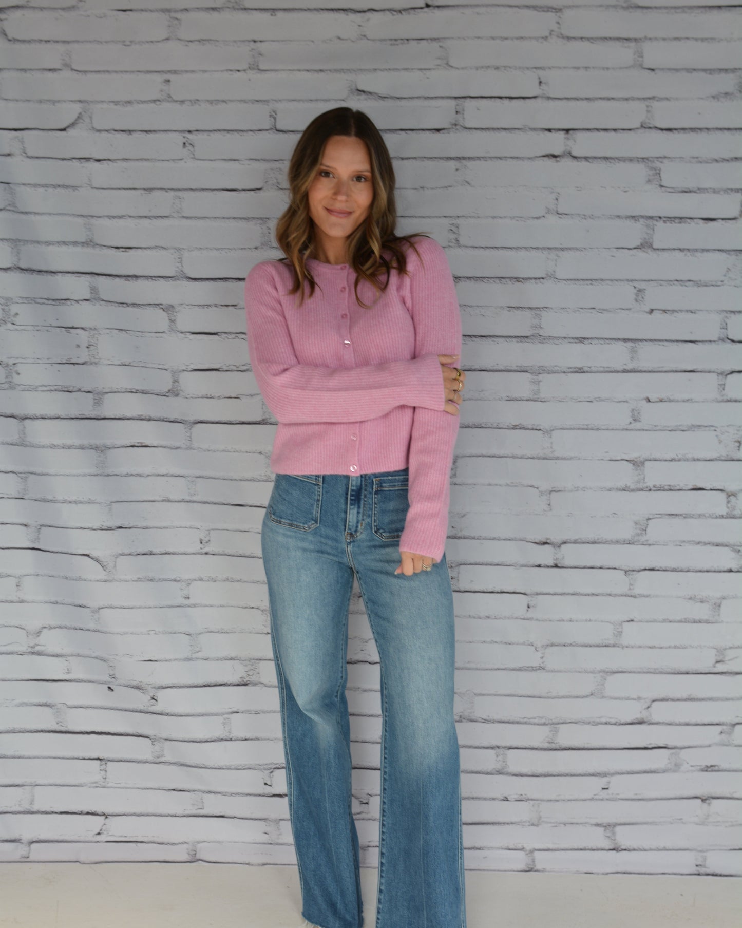 Median Rib Cardigan Pink Crush