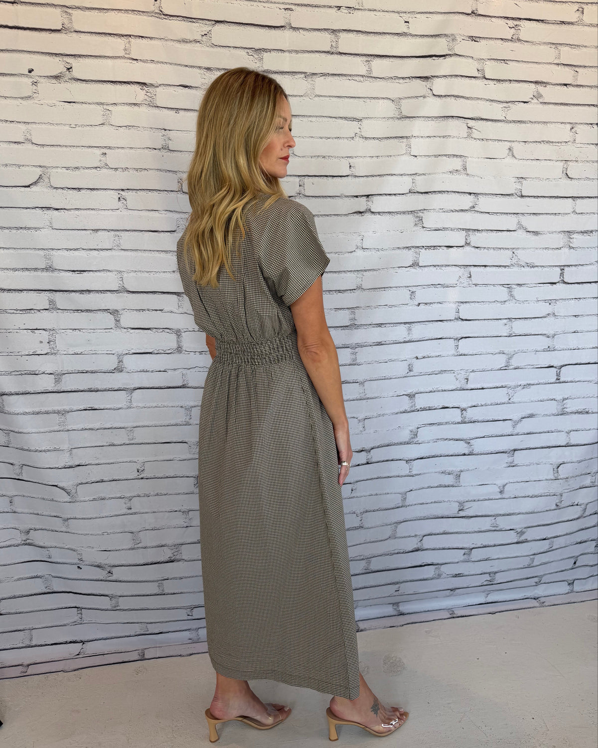 Sanna Gingham Midi Dress Dark Chocolate
