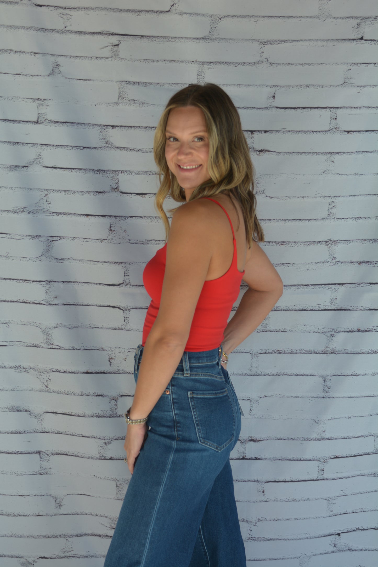 Clean Line Square Cami Red