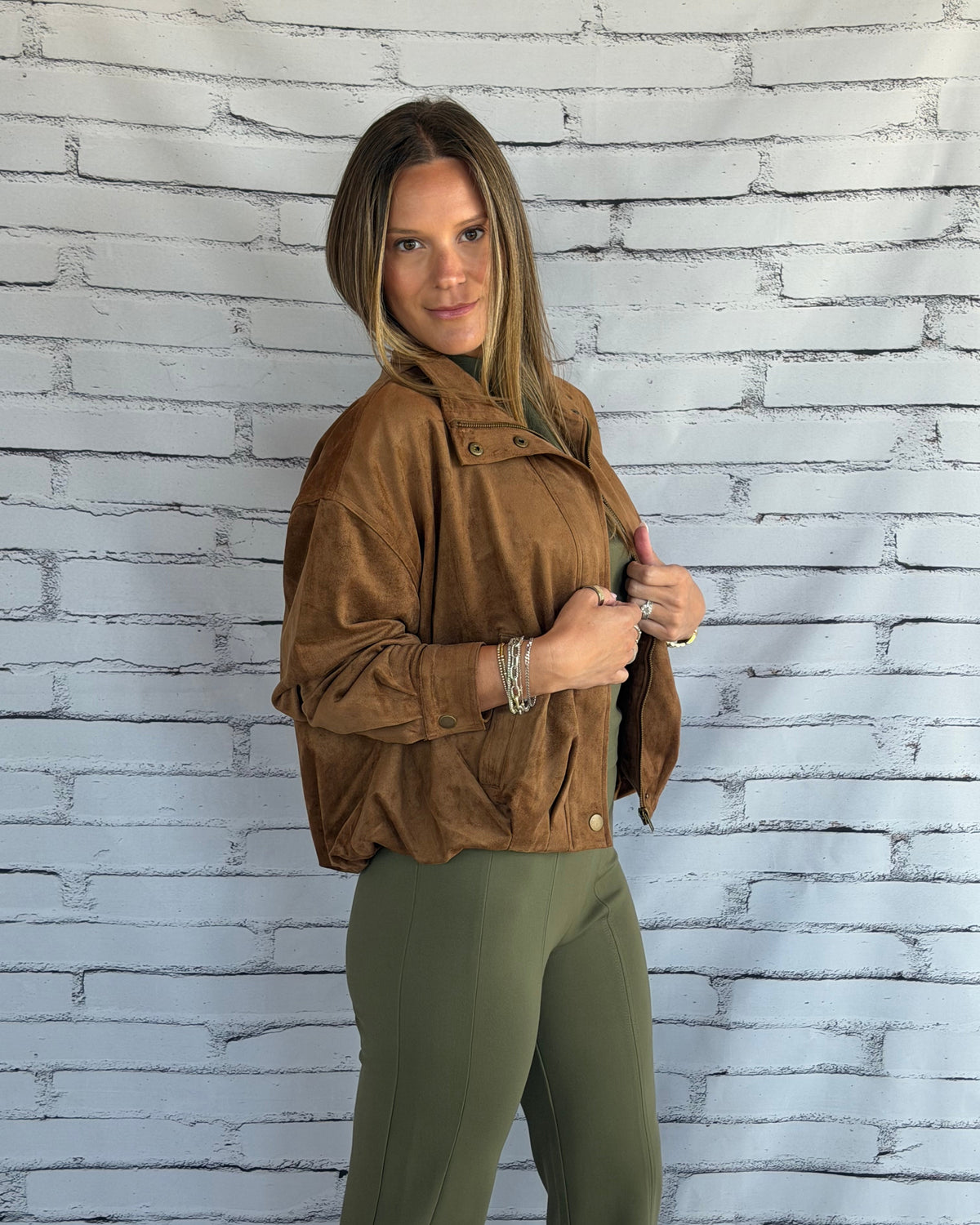 Corin Bubble Hem Jacket Saddle Suede