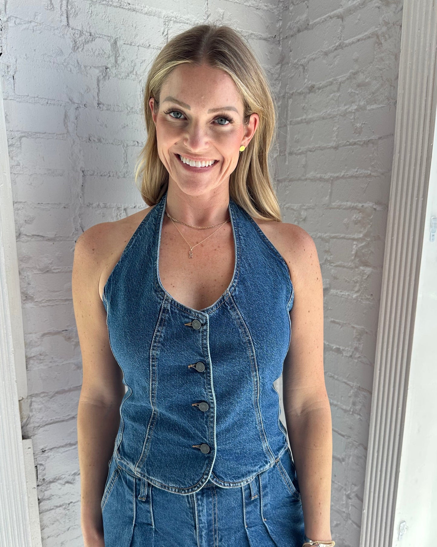 Denim Halter Vest