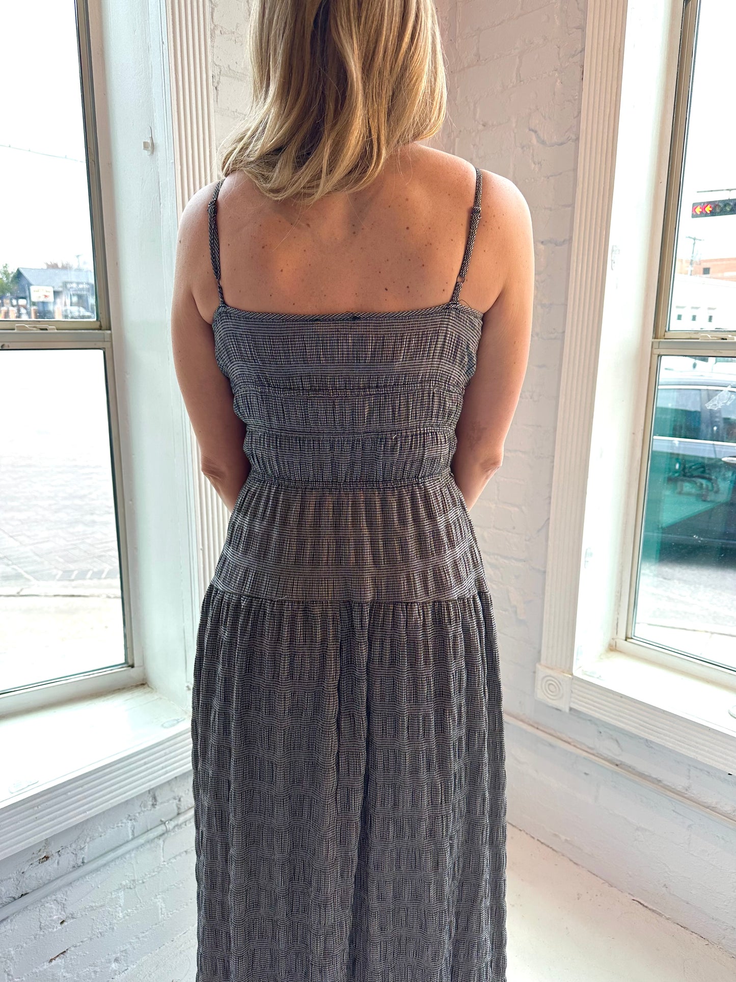 Gingham Smocked Maxi Dress