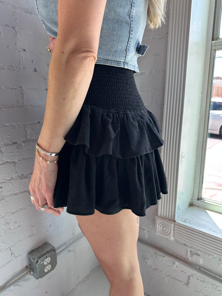 Black Smocked Skort