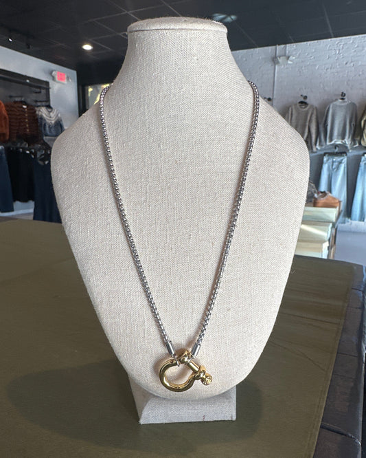 Chunky Two Toned Lock Necklace