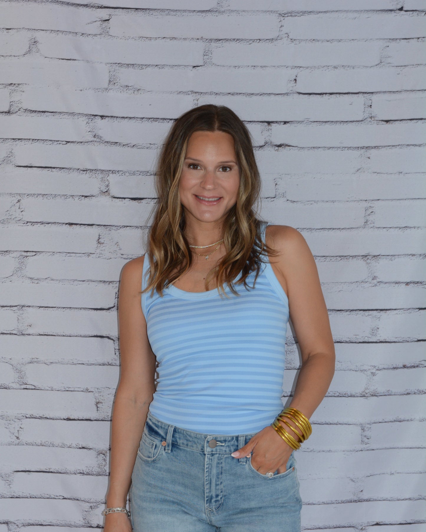 Reversible Striped Tank Serene Blue