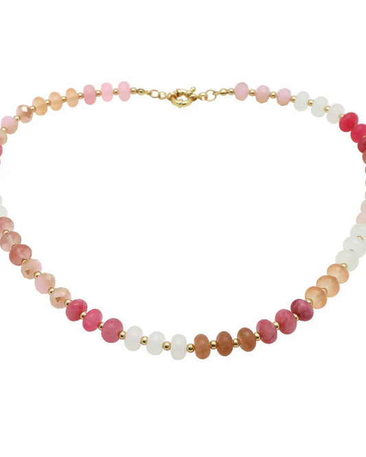 Red and Pink Crystal Beaded Necklace