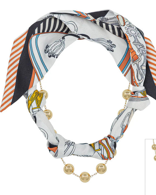 Neutral and Brown Scarf Necklace