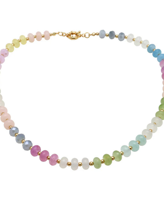 Light Multi Crystal Beaded Necklace