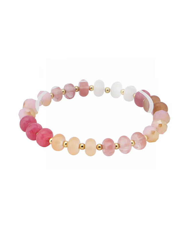 Pink and Red Crystal Beaded Bracelet
